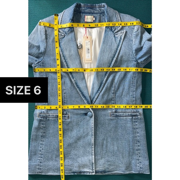 Alice + Olivia Justine Denim Rolled Cuff Blazer Jacket - Picture 11 of 16